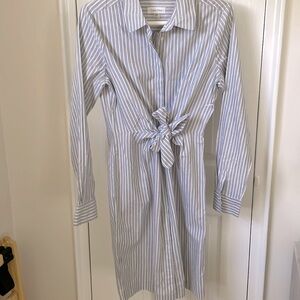 Calvin Klein Striped Gray Tie waist shirt dress size 6